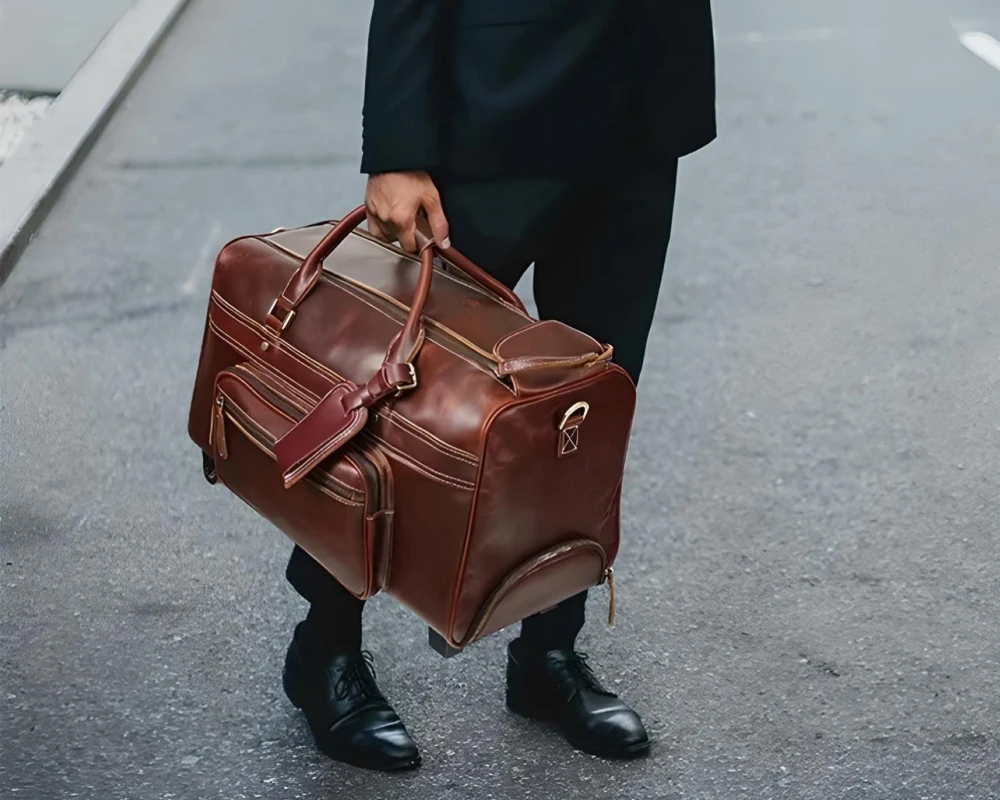faux leather carry on bag