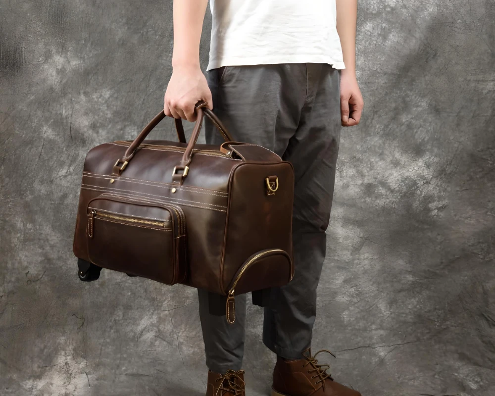 leather mens carry on bag
