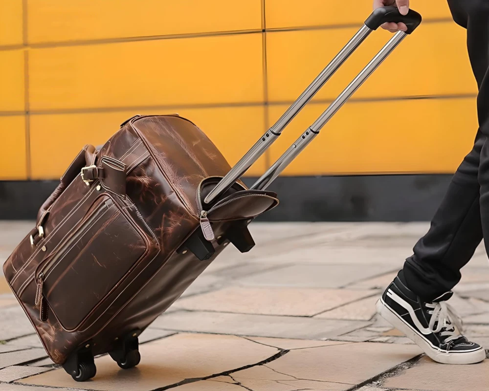 leather duffle bag carry on